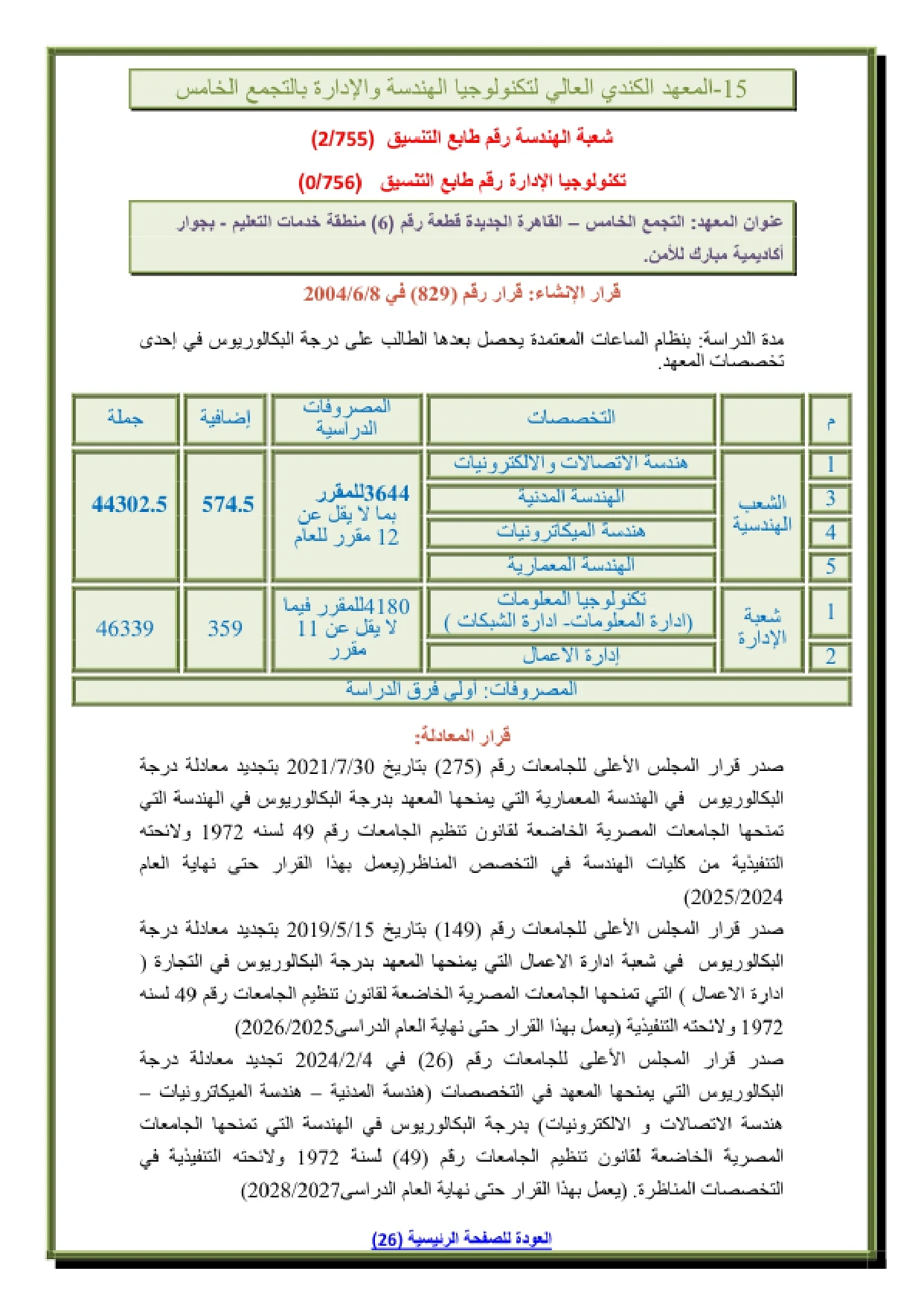 016_page-0001 تنسيق ومصروفات المعهد الكندي العالي للهندسة بالتجمع الخامس CIC والشروط 2026