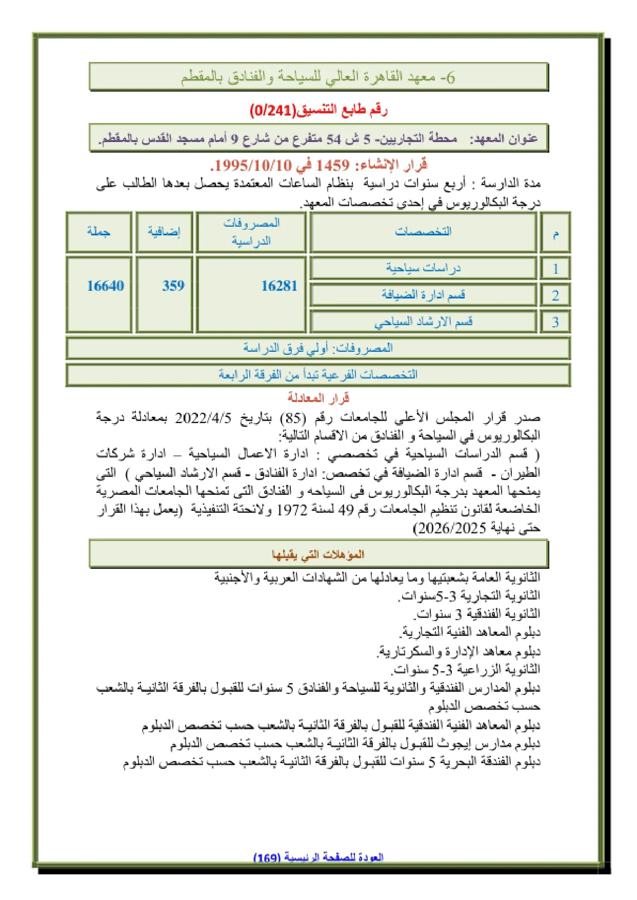 123_page-0001-1 تنسيق ومصاريف شعبة المطاعم في معهد فني سياحي بالمطرية والاوراق اللازمة 2026
