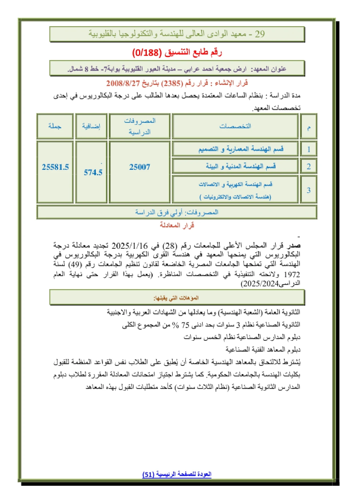 029_page-0001 تنسيق ومصاريف معهد الوادى العالي للهندسة والتكنولوجيا في القليوبية 2026