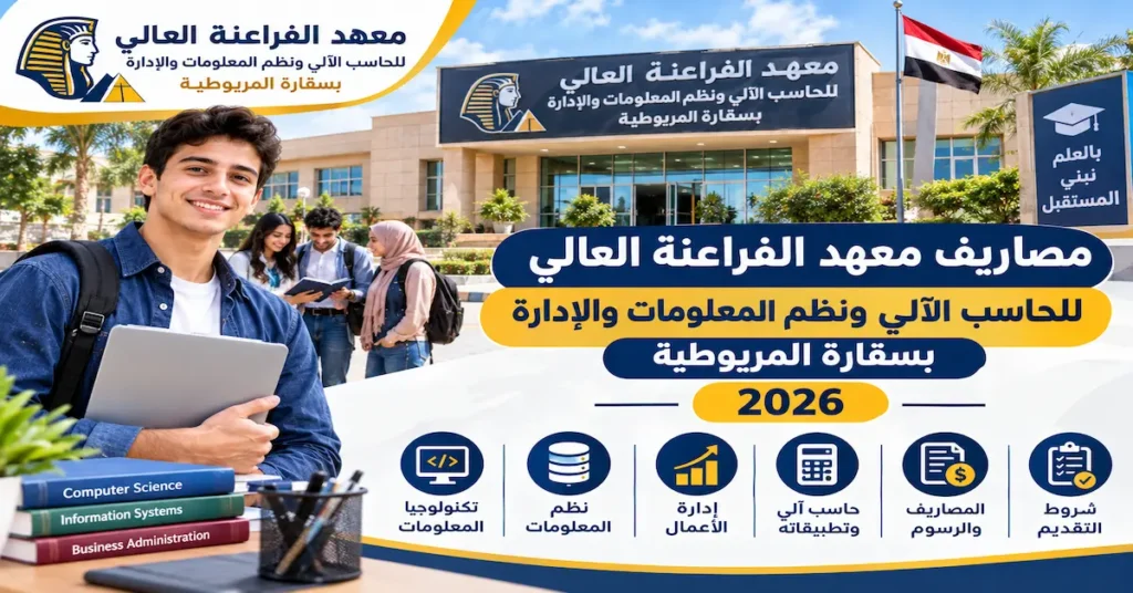 مصاريف معهد الفراعنة العالى للحاسب الألى ونظم المعلومات والإدارة بسقارة