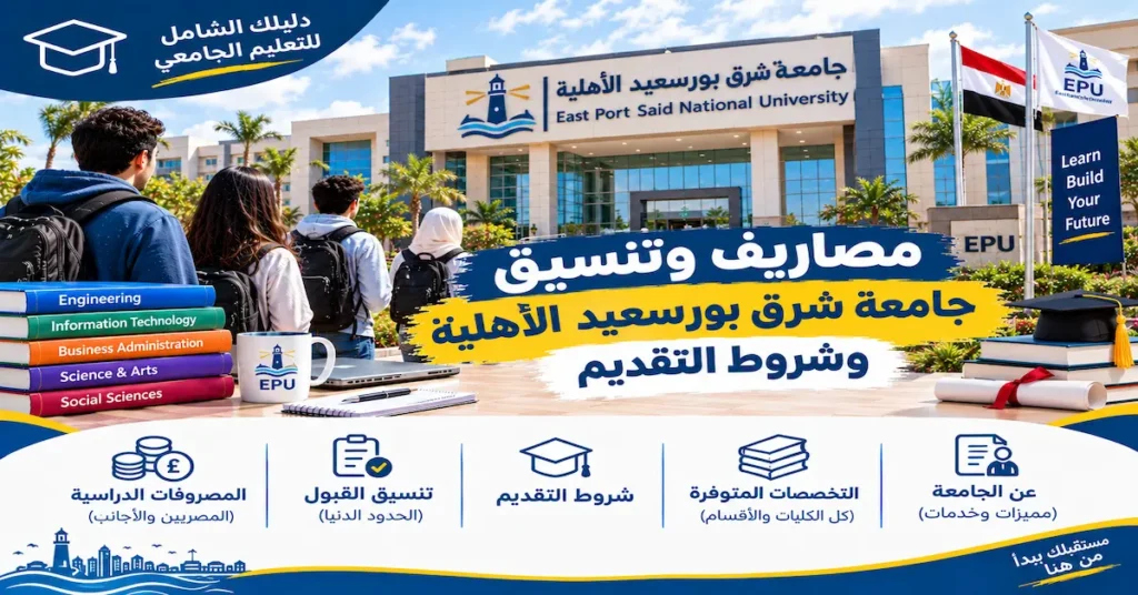 مصاريف وتنسيق جامعة شرق بورسعيد الأهلية