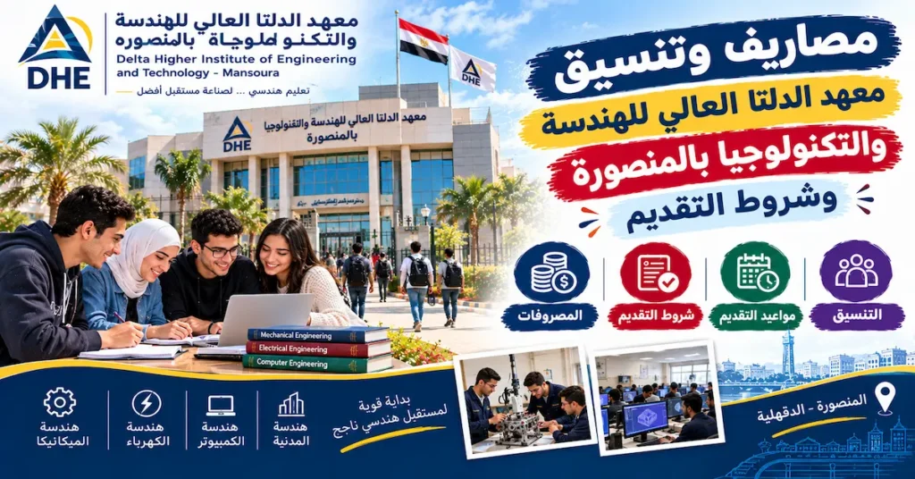 مصاريف وتنسيق معهد الدلتا العالي للهندسة والتكنولوجيا بالمنصورة
