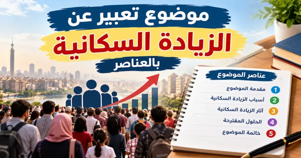 موضوع تعبير عن الزيادة السكانية بالعناصر