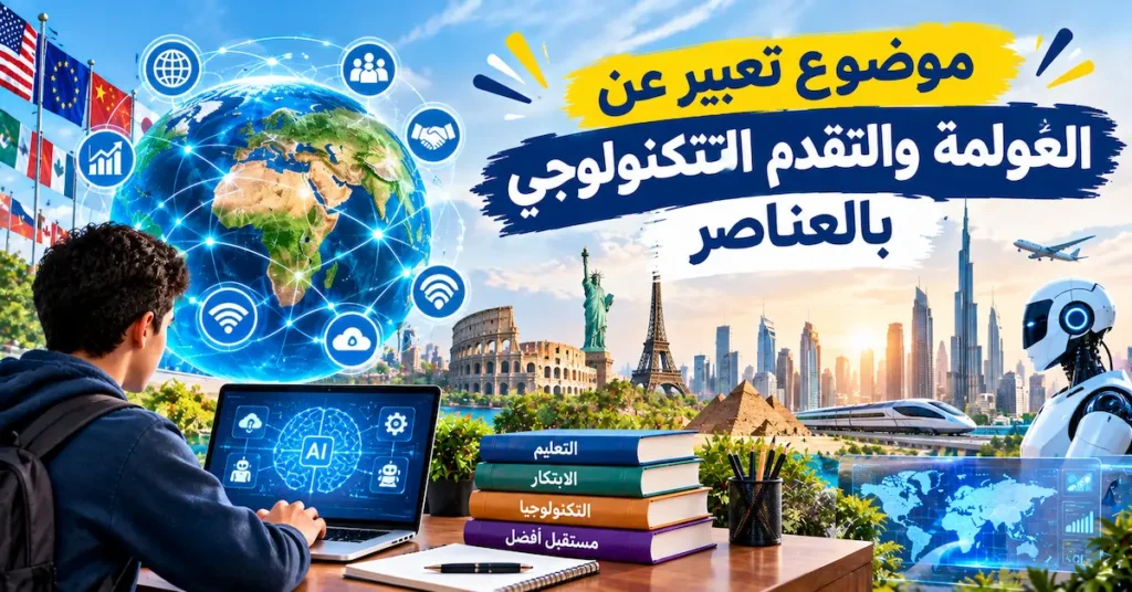 موضوع تعبير عن العولمة والتقدم التكنولوجي بالعناصر