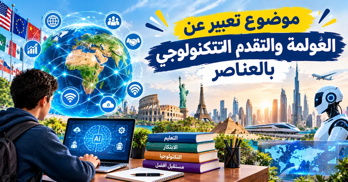 موضوع تعبير عن العولمة والتقدم التكنولوجي بالعناصر
