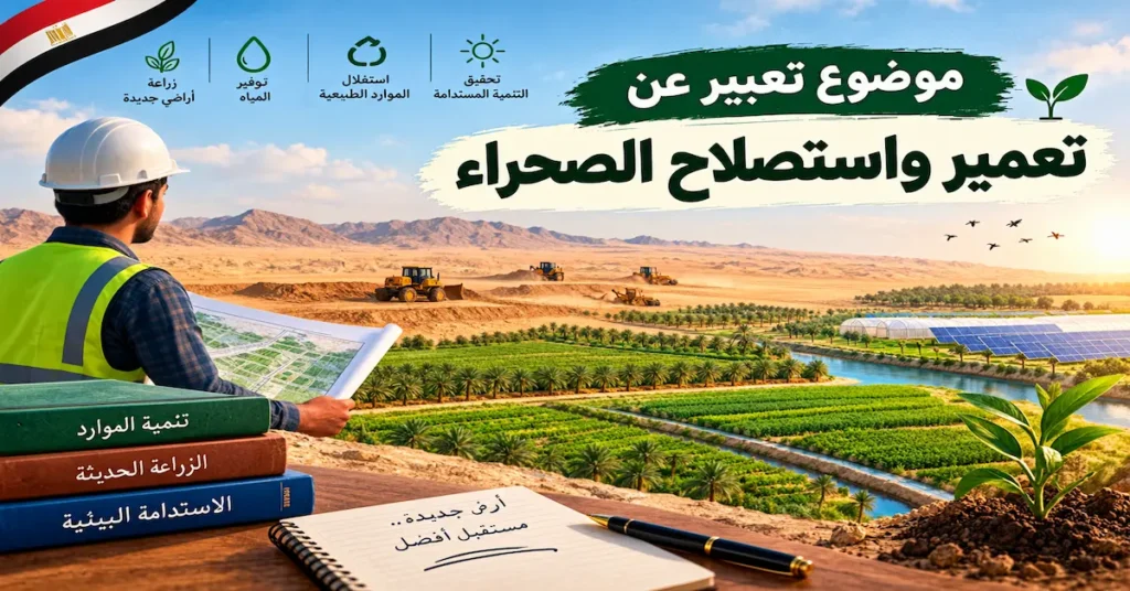 موضوع تعبير عن تعمير واستصلاح الصحراء